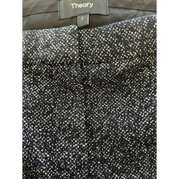 Theory Pants Blue Speckled Knit Wool Blend Tailor Trouser C Size 2 Cropped - Picture 11 of 12